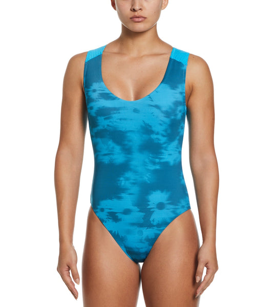 Nike Women's Floral Fade Keyhole Back One Piece Swimsuit