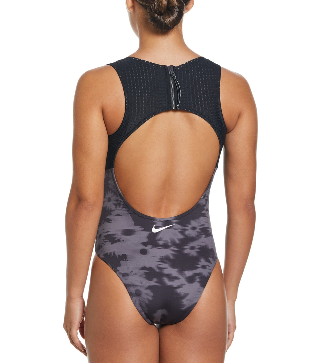 Nike Women's Floral Fade Keyhole Back One Piece Swimsuit