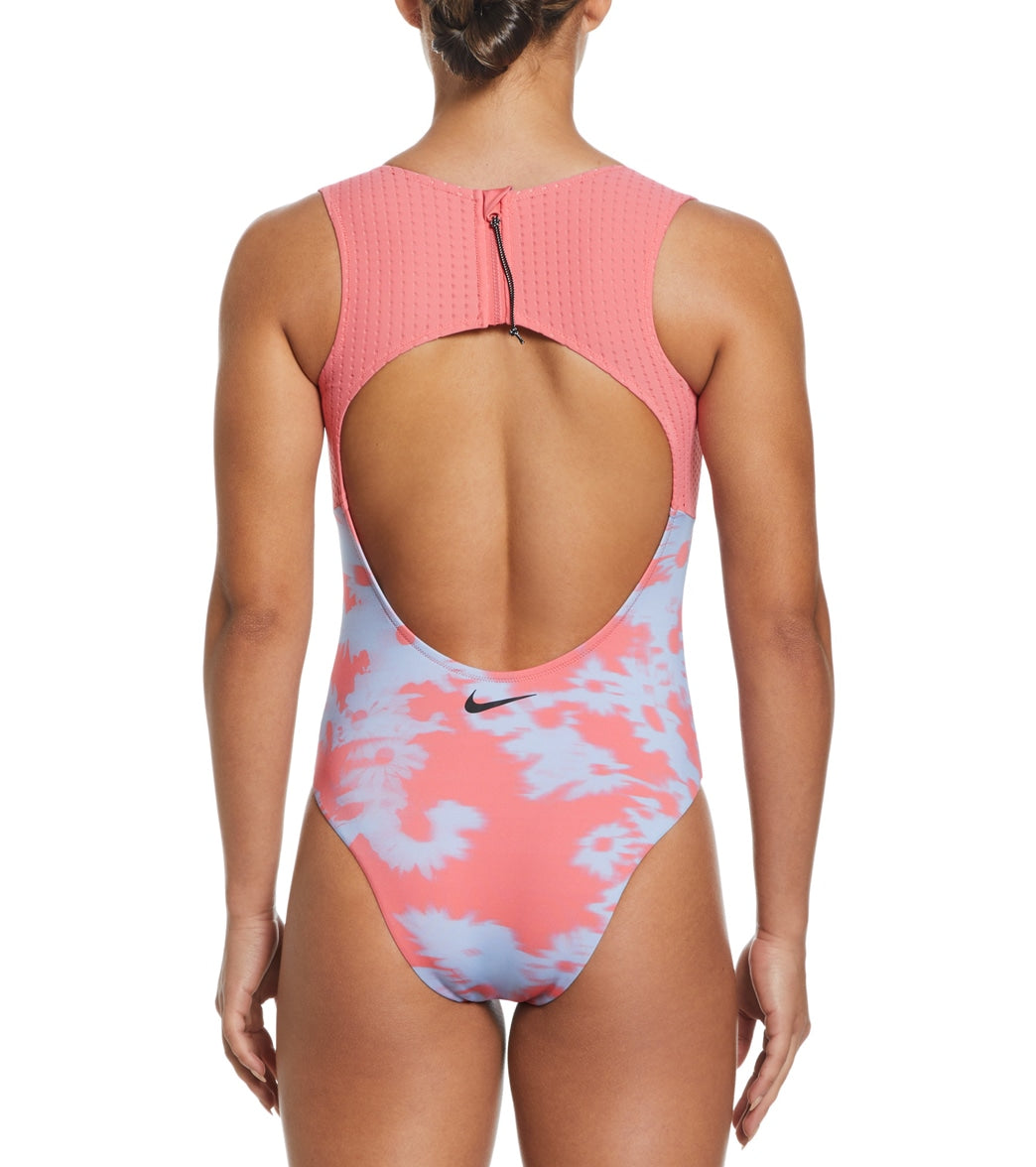 Nike Women's Floral Fade Keyhole Back One Piece Swimsuit