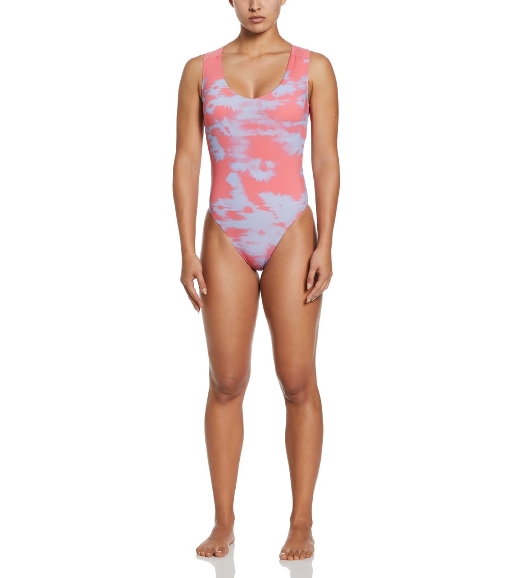 Nike Women's Floral Fade Keyhole Back One Piece Swimsuit