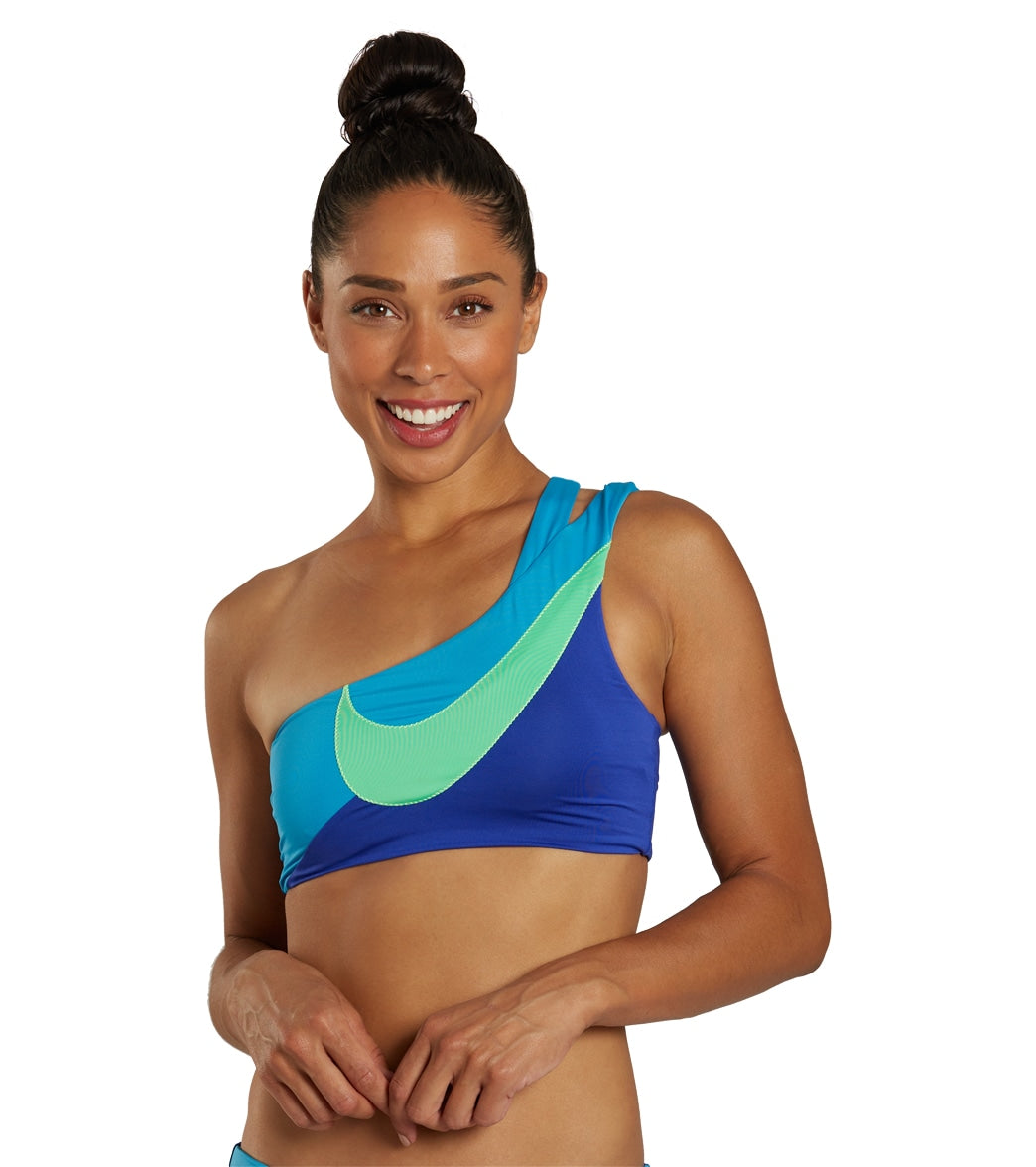 Nike Women's Swoosh Block Asymmetrical Bikini Top