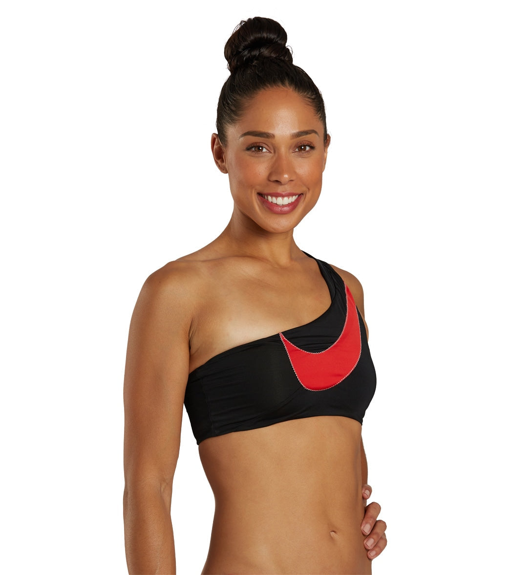 Nike Women's Swoosh Block Asymmetrical Bikini Top
