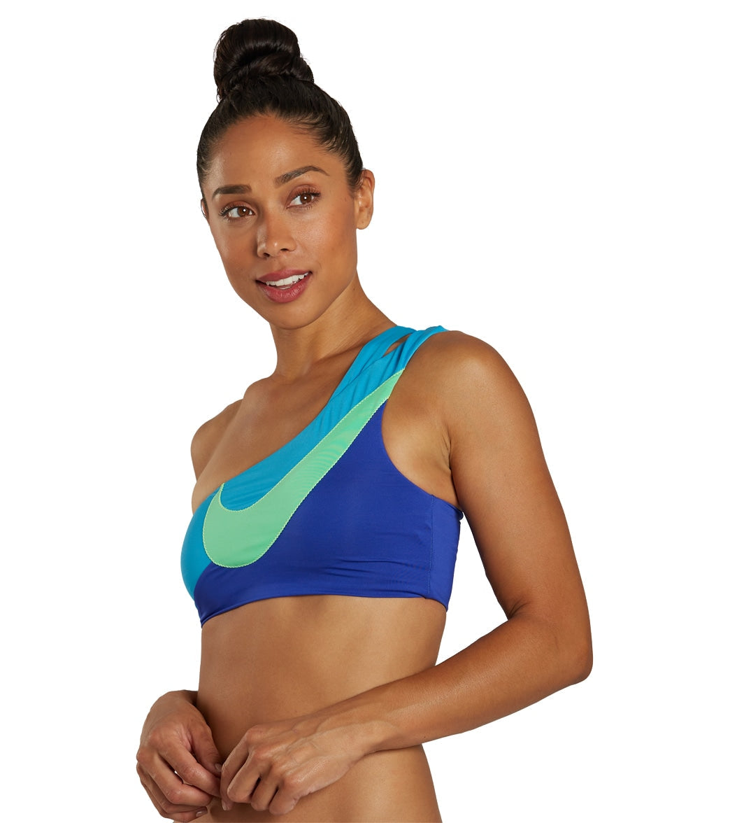 Nike Women's Swoosh Block Asymmetrical Bikini Top