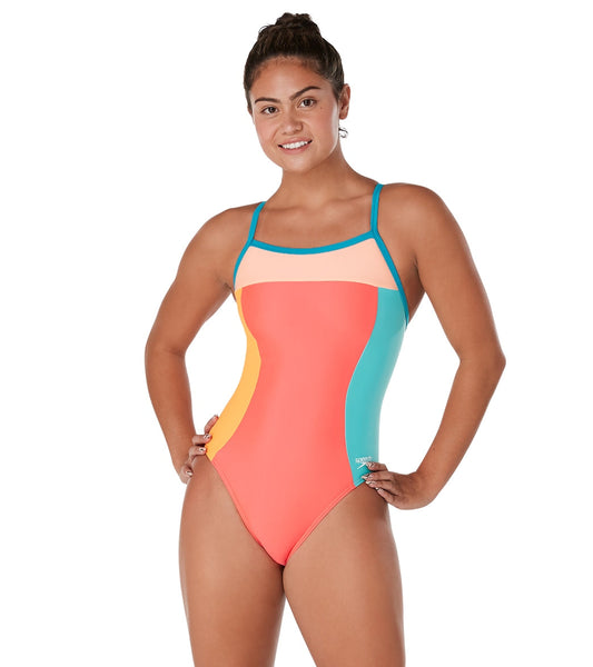 Speedo Vibe Women's Colorblock Propel Back One Piece Swimsuit