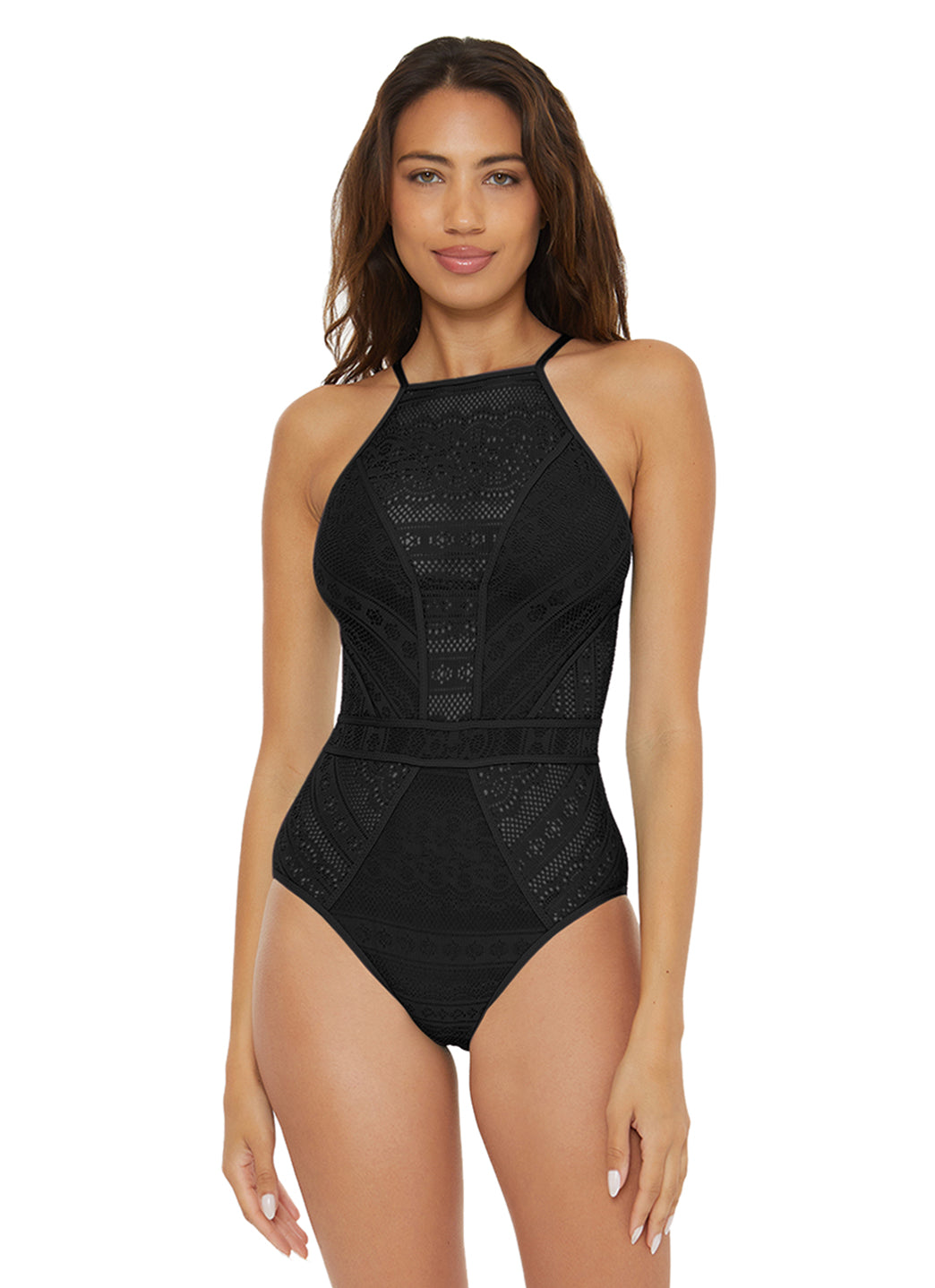 Becca Swim Women's Color Play High Neck One Piece Swimsuit