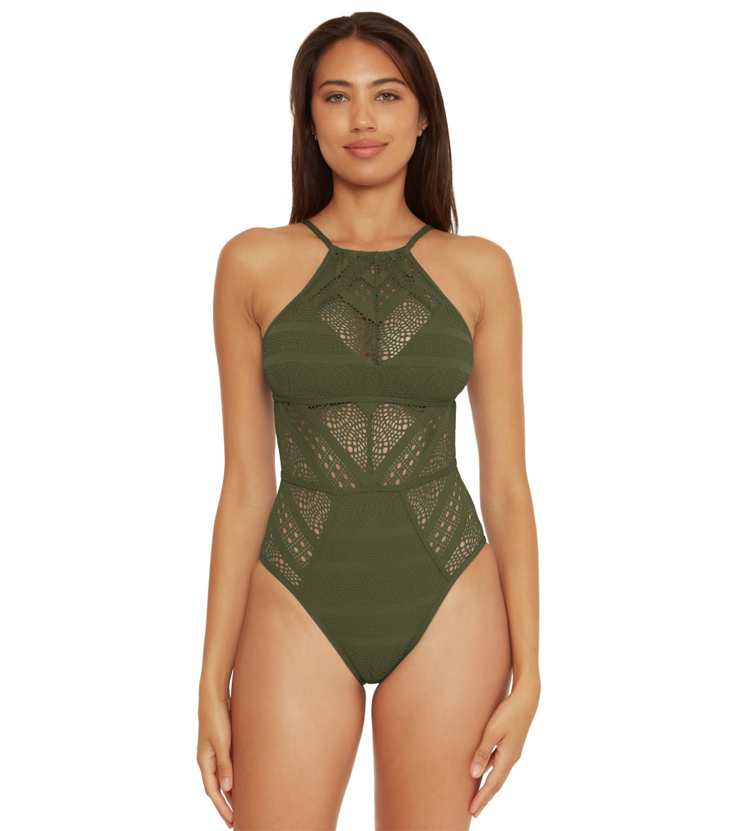 Becca Swim Women's Color Play High Neck One Piece Swimsuit
