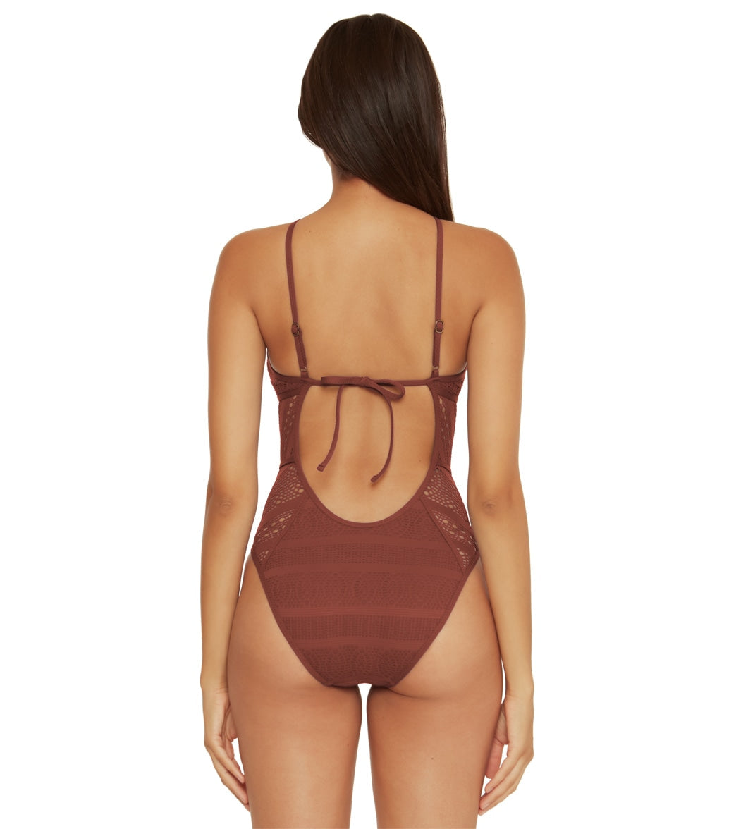 Becca Swim Women's Color Play High Neck One Piece Swimsuit