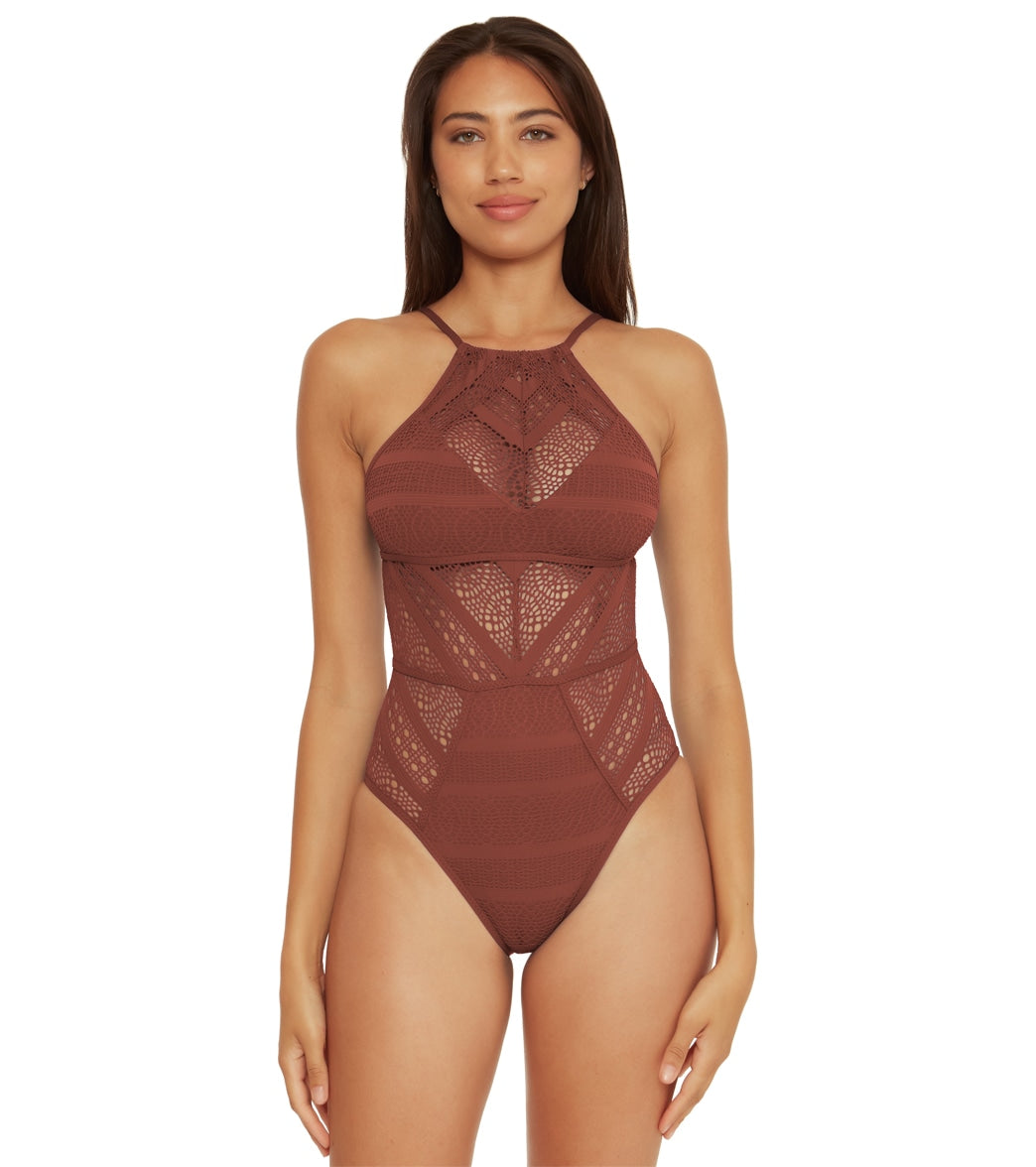Becca Swim Women's Color Play High Neck One Piece Swimsuit