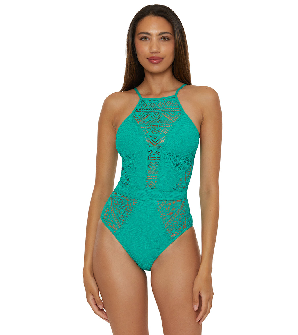 Becca Swim Women's Color Play High Neck One Piece Swimsuit