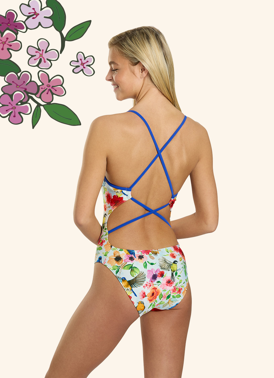 Sporti HydroLast Secret Garden Double Cross Back One Piece Swimsuit (26-40)