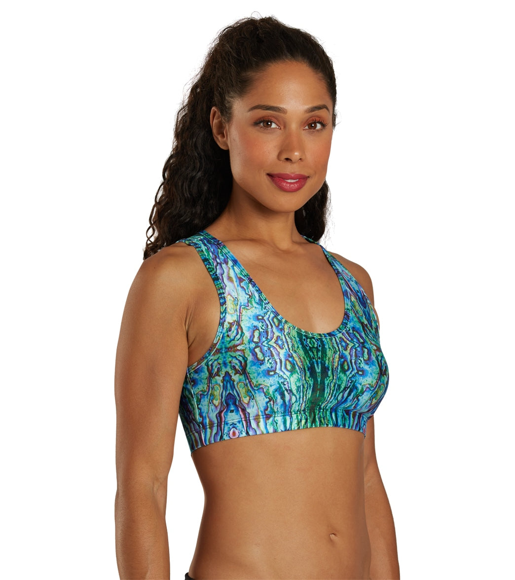 SlipIns Women's Green Abalone Crop Bikini Top