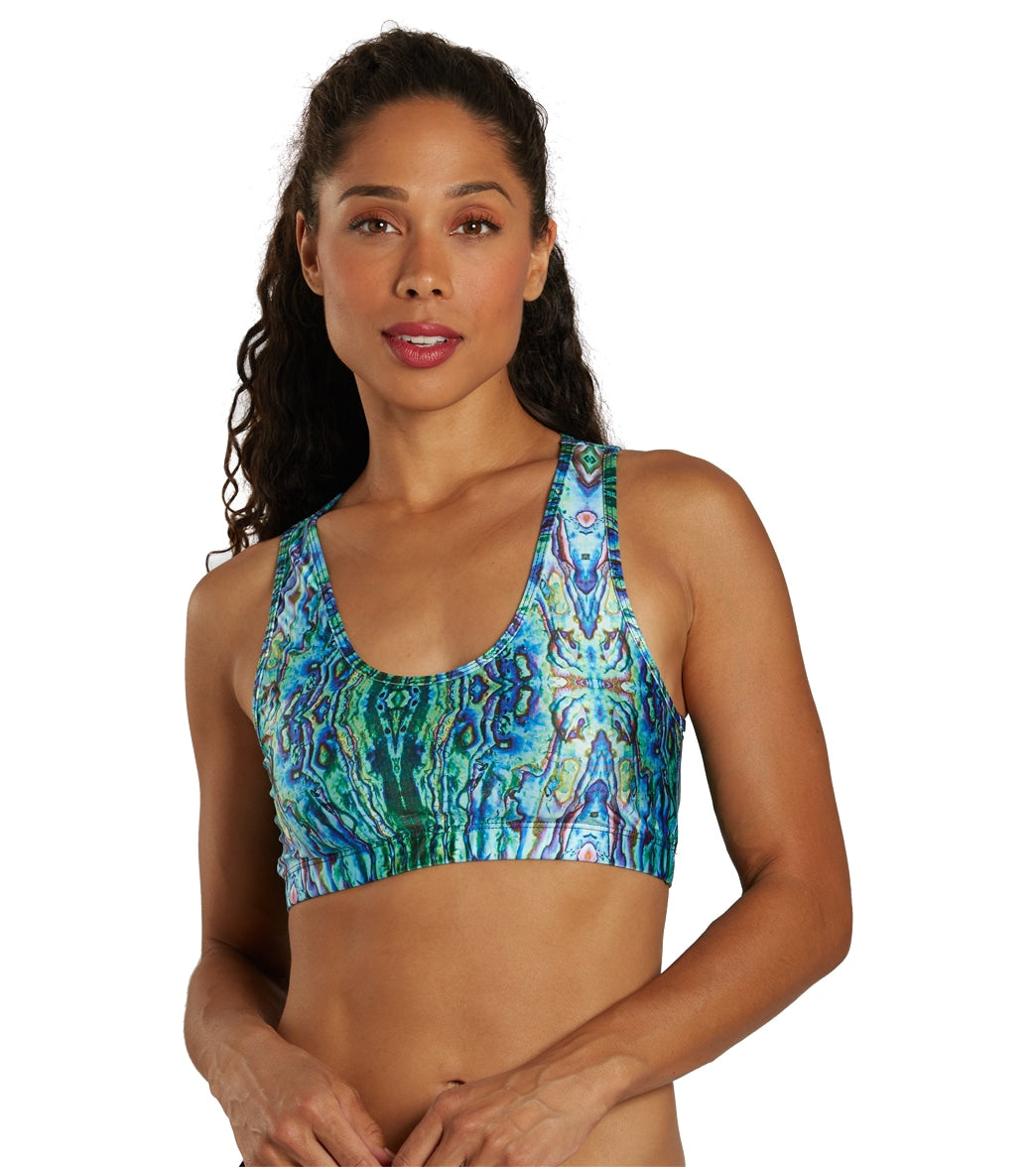 SlipIns Women's Green Abalone Crop Bikini Top