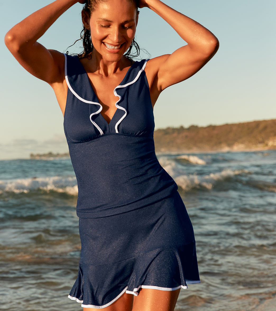 Tommy Bahama Island Cays Cabana Ruffle Tankini Top