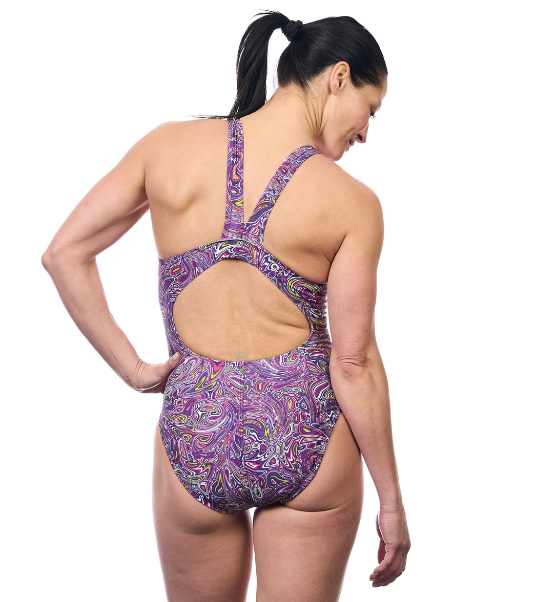 EQ Swimwear Women's Laguna Plum Long Torso One Piece Swimsuit