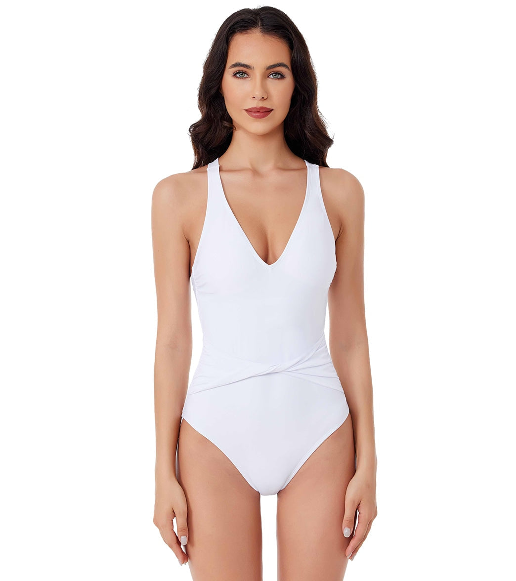 BCA by Rebecca Virtue Women's Twist Waist Belt One Piece Swimsuit