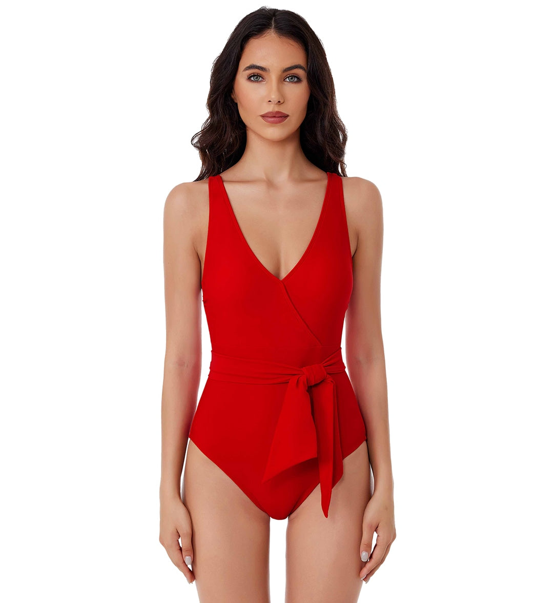 BCA by Rebecca Virtue Women's Tie Waist One Piece Swimsuit