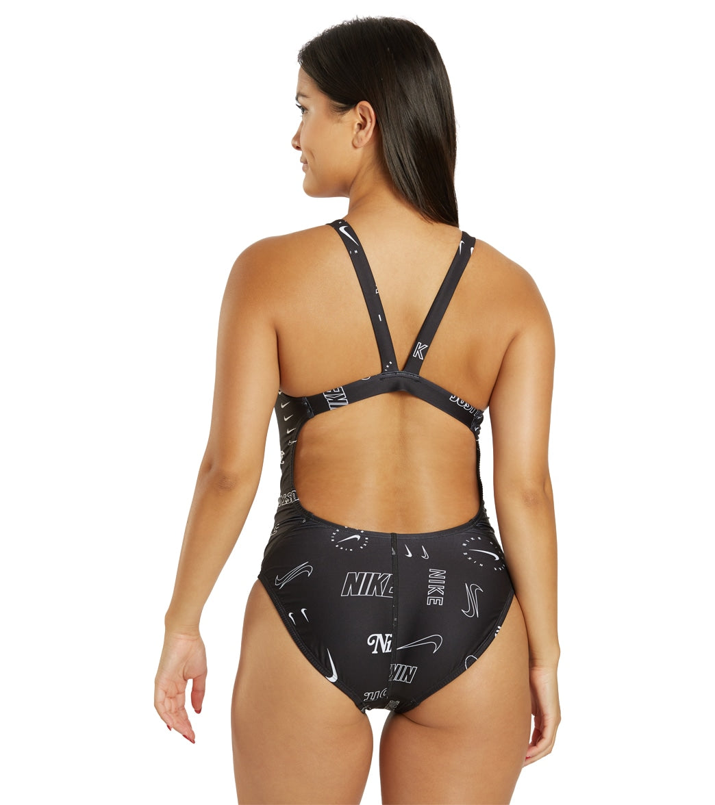Nike Women's Hydrastrong Multi Print Fastback One Piece Swimsuit