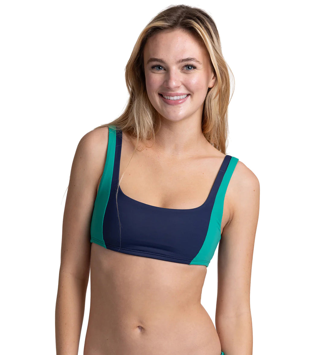 JOLYN Women's Paige Square Neck Colorblock Bikini Top