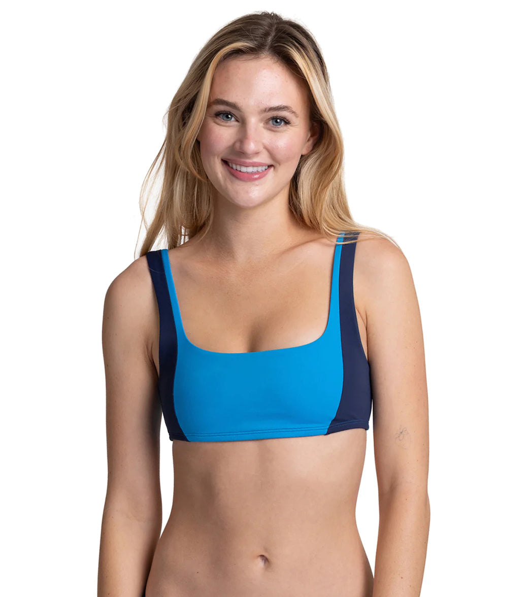 JOLYN Women's Paige Square Neck Colorblock Bikini Top