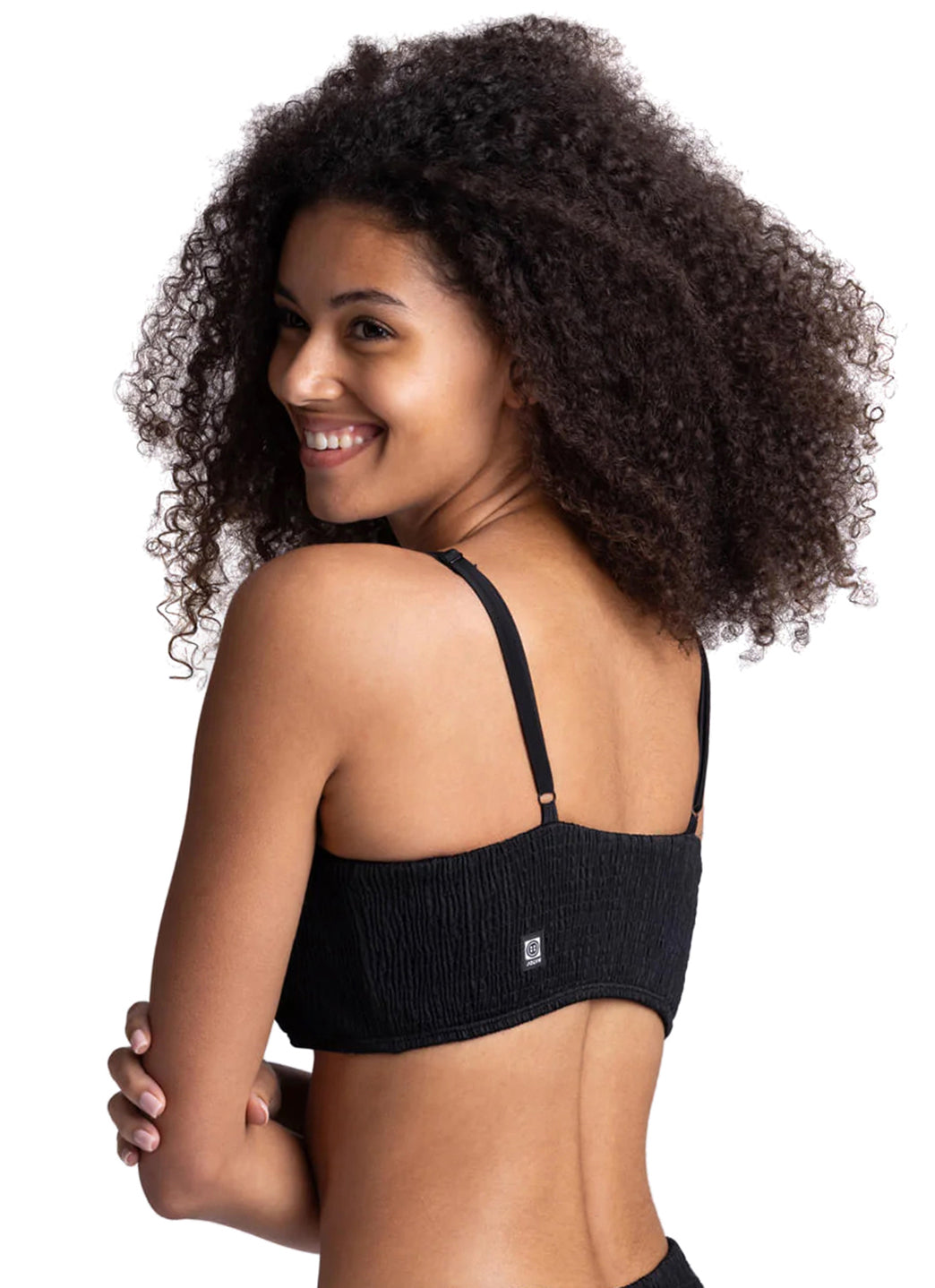 JOLYN Women's Eva Solid Smocked Bandeau Adjustable Bikini Top