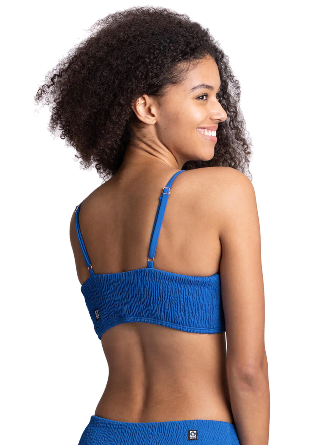 JOLYN Women's Eva Solid Smocked Bandeau Adjustable Bikini Top