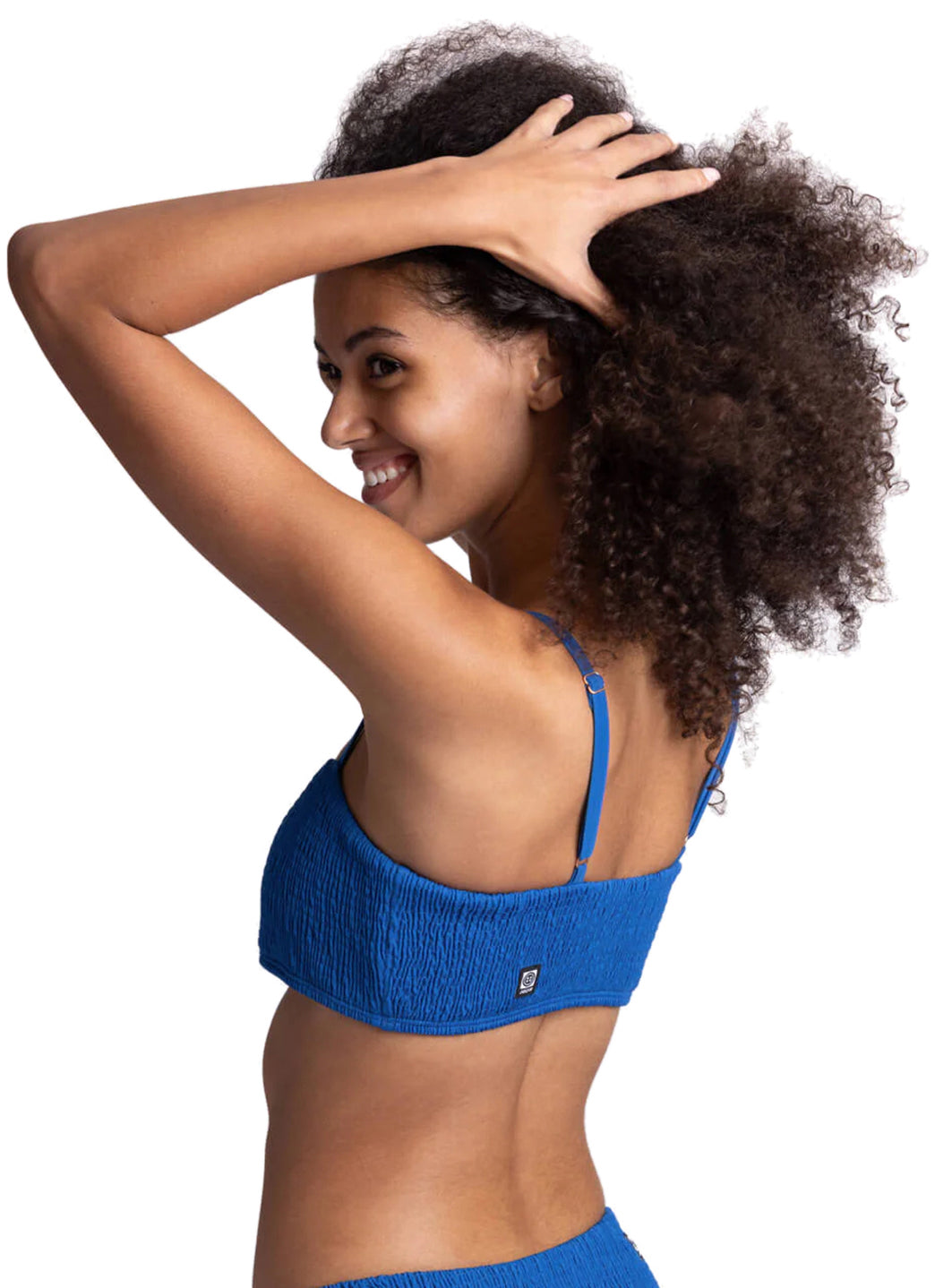 JOLYN Women's Eva Solid Smocked Bandeau Adjustable Bikini Top