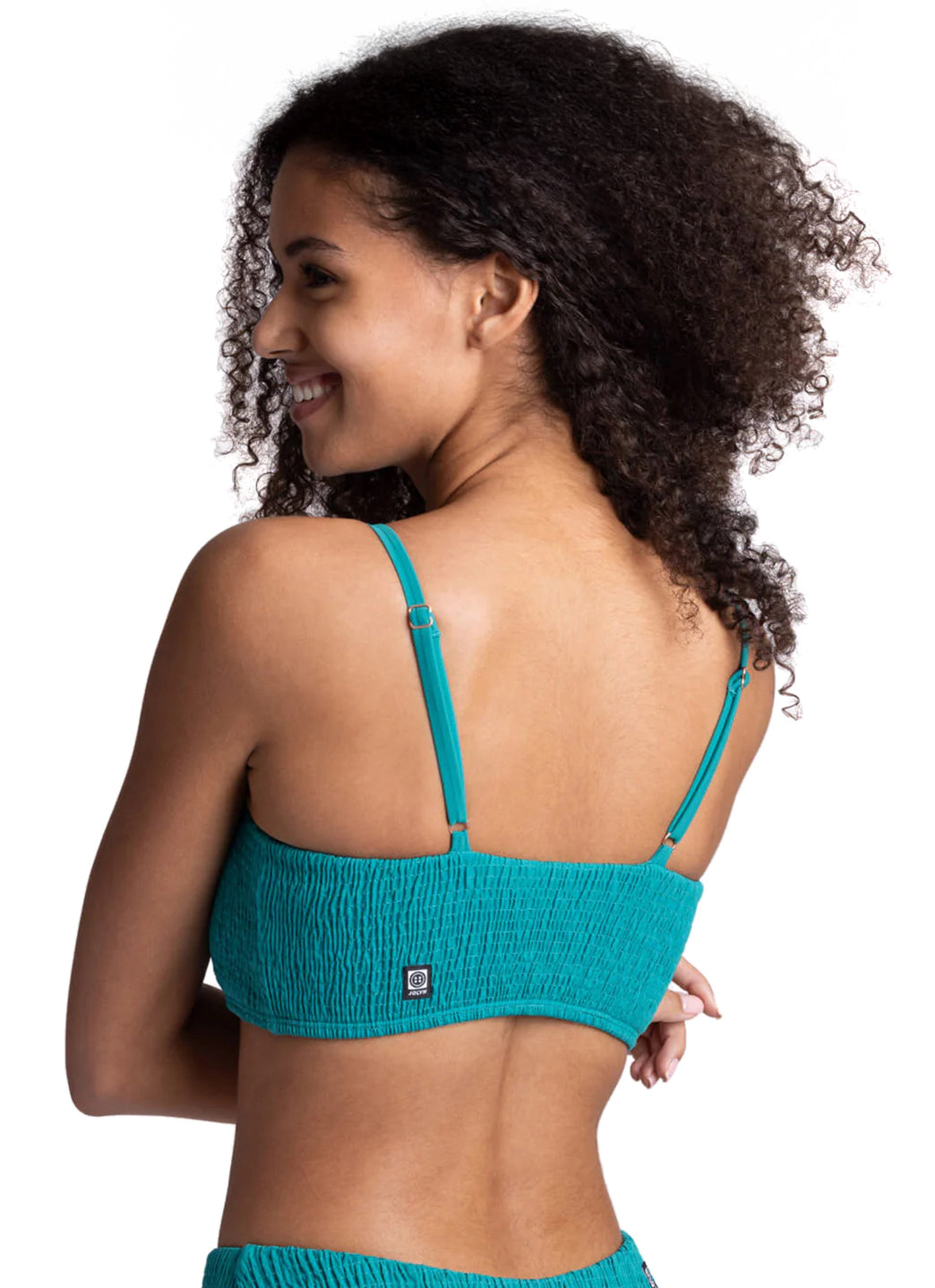 JOLYN Women's Eva Solid Smocked Bandeau Adjustable Bikini Top