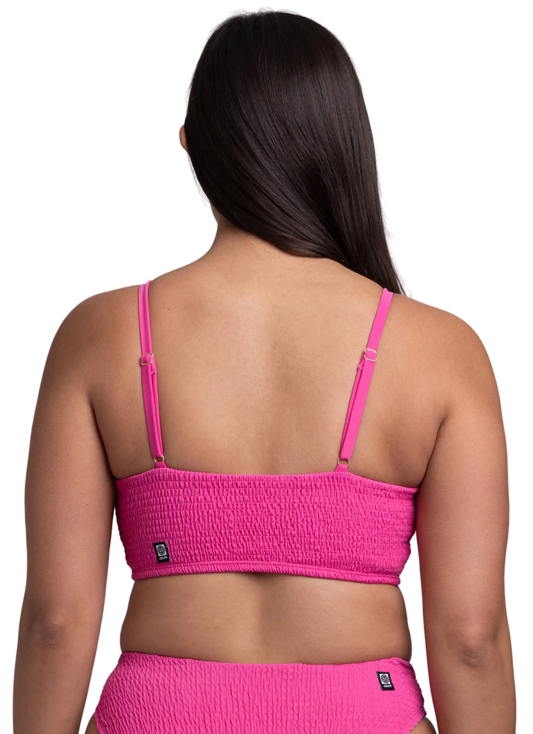 JOLYN Women's Eva Solid Smocked Bandeau Adjustable Bikini Top