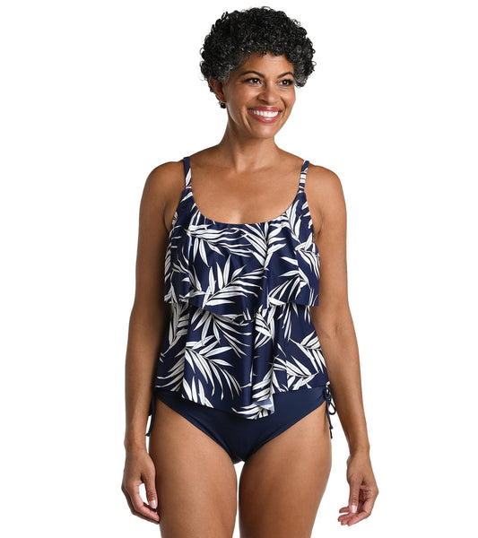 Maxine Women's Gold Leaf Double Tiered Tankini Top