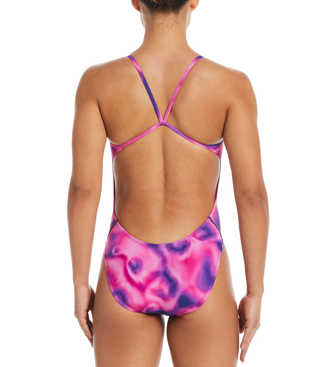 Nike Women's Hydrastrong Digi Haze Cut Out One Piece Swimsuit