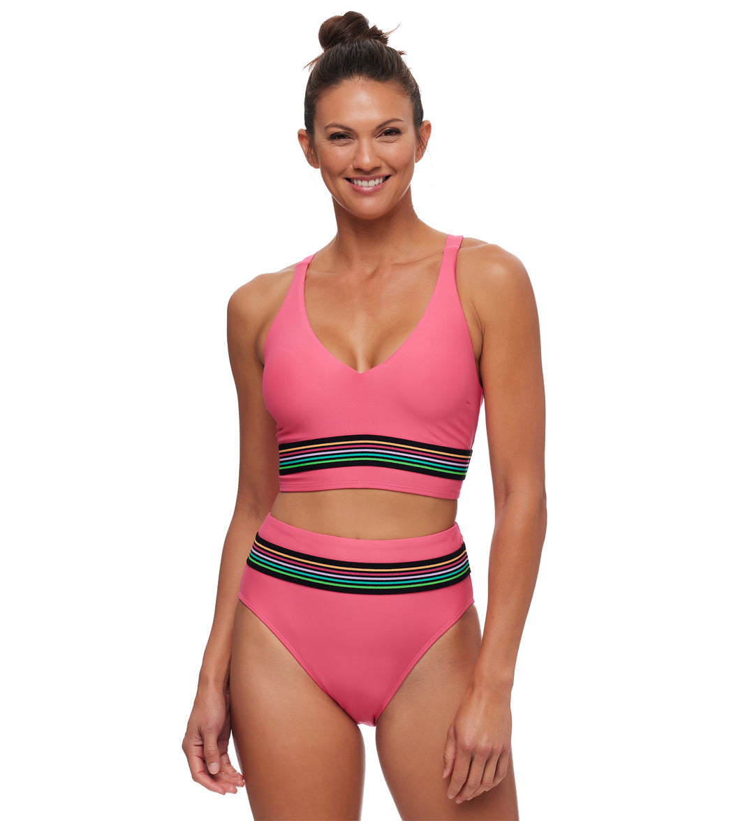 Next by Athena Women's Good Karma Jacquard Band V-Neck Bikini Top