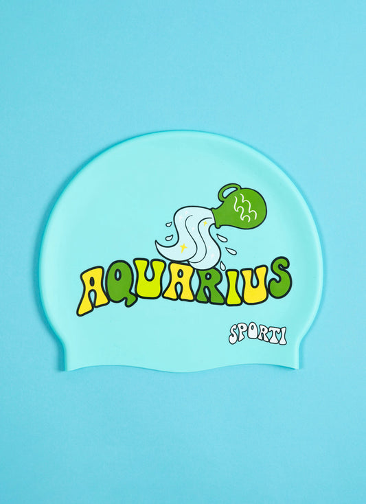 Sporti Groovy Zodiac Aquarius Silicone Swim Cap