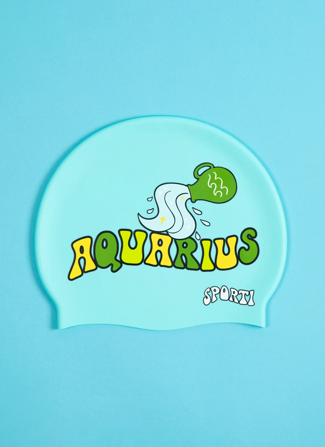 Sporti Groovy Zodiac Aquarius Silicone Swim Cap