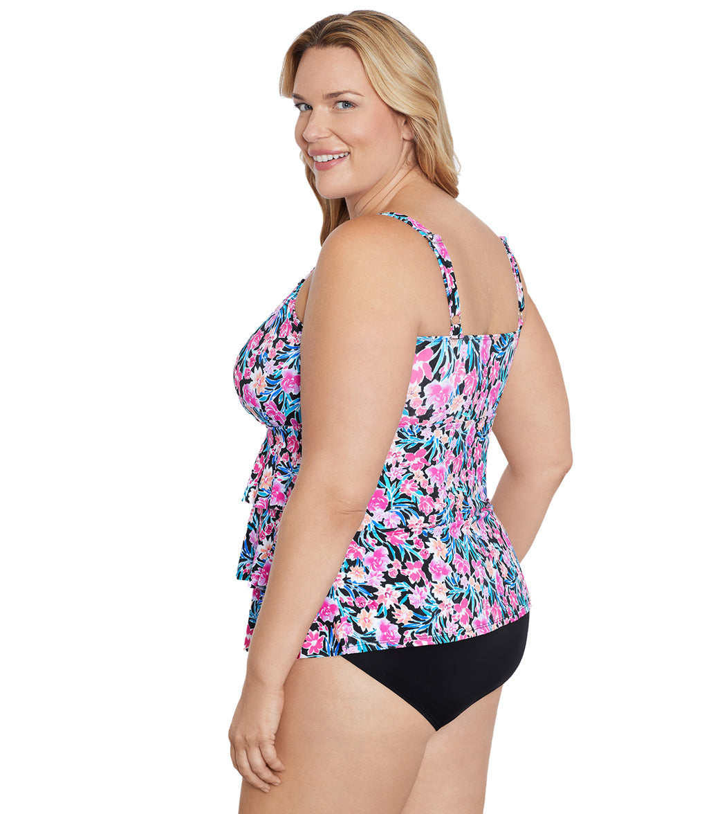 Shape Solver By Penbrooke Women's Plus Florentine Fauxkini One Piece Swimsuit