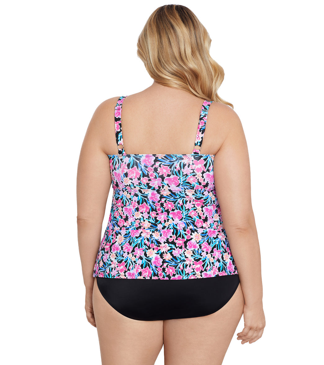 Shape Solver By Penbrooke Women's Plus Florentine Fauxkini One Piece Swimsuit