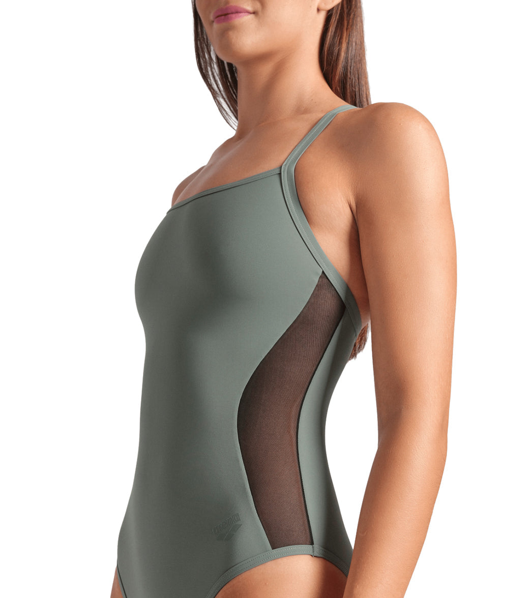 Arena Women's Mesh Panel Closed Back One Piece Swimsuit