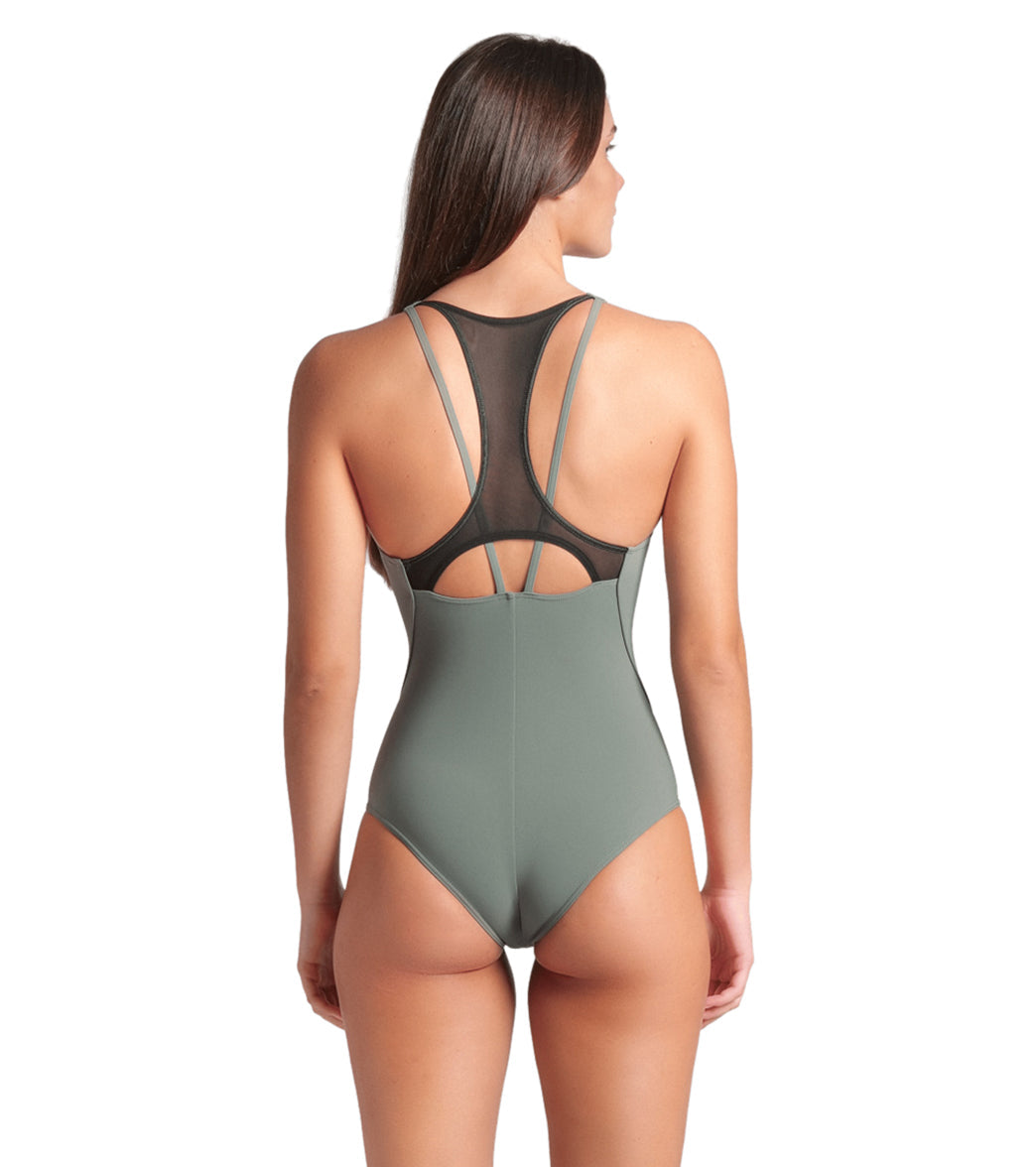 Arena Women's Mesh Panel Power Back One Piece Swimsuit