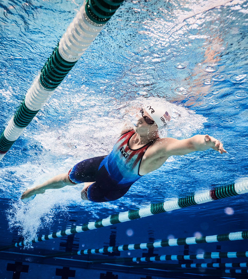 TYR Women's Venzo USA Open Back Tech Suit Swimsuit