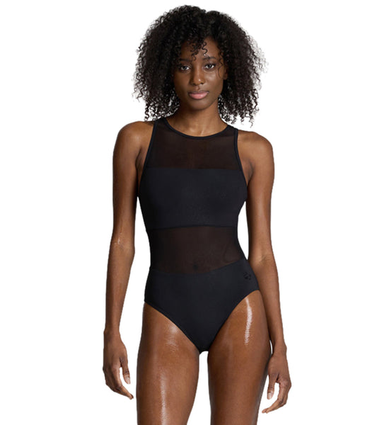 Arena Women's Mesh Panels Vent Back One Piece Swimsuit