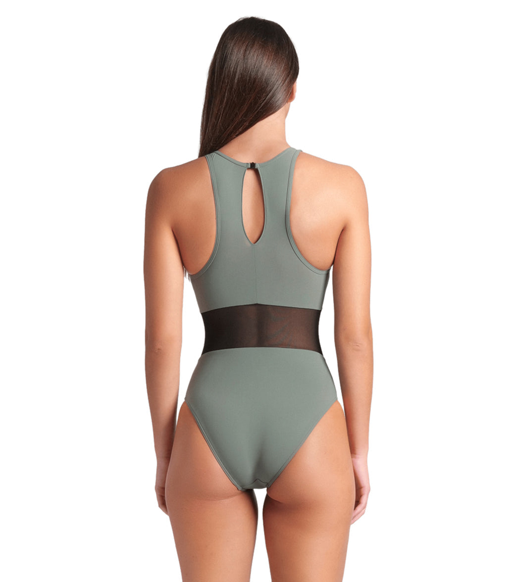 Arena Women's Mesh Panels Vent Back One Piece Swimsuit