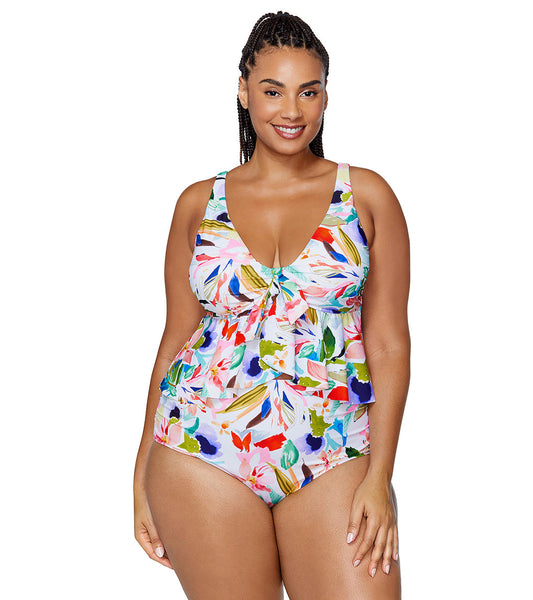 Raisins Women's In the Sol Topanga Plus Size Tankini Top