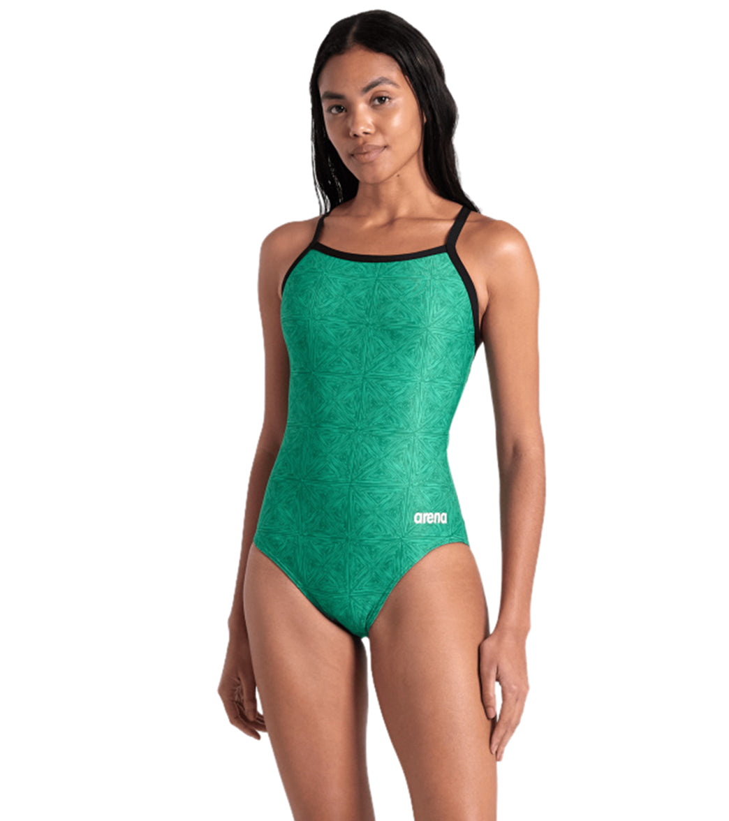 Arena Women's Abstract Tiles Lightdrop Back One Piece Swimsuit