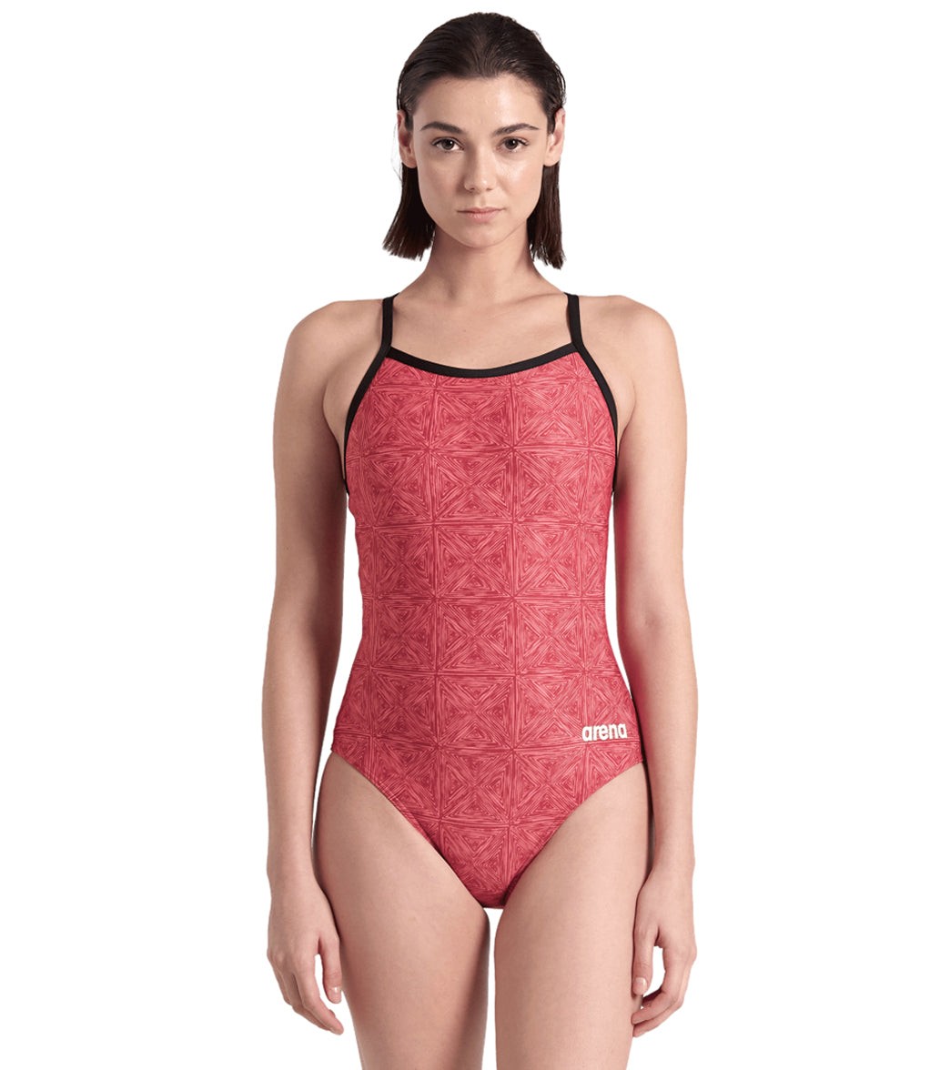 Arena Women's Abstract Tiles Lightdrop Back One Piece Swimsuit