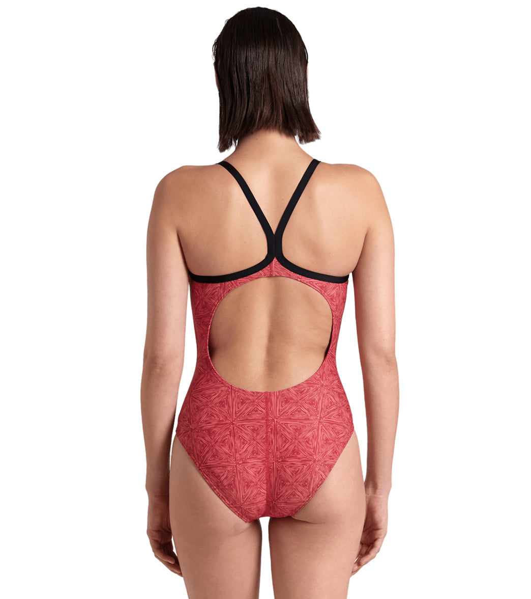 Arena Women's Abstract Tiles Lightdrop Back One Piece Swimsuit