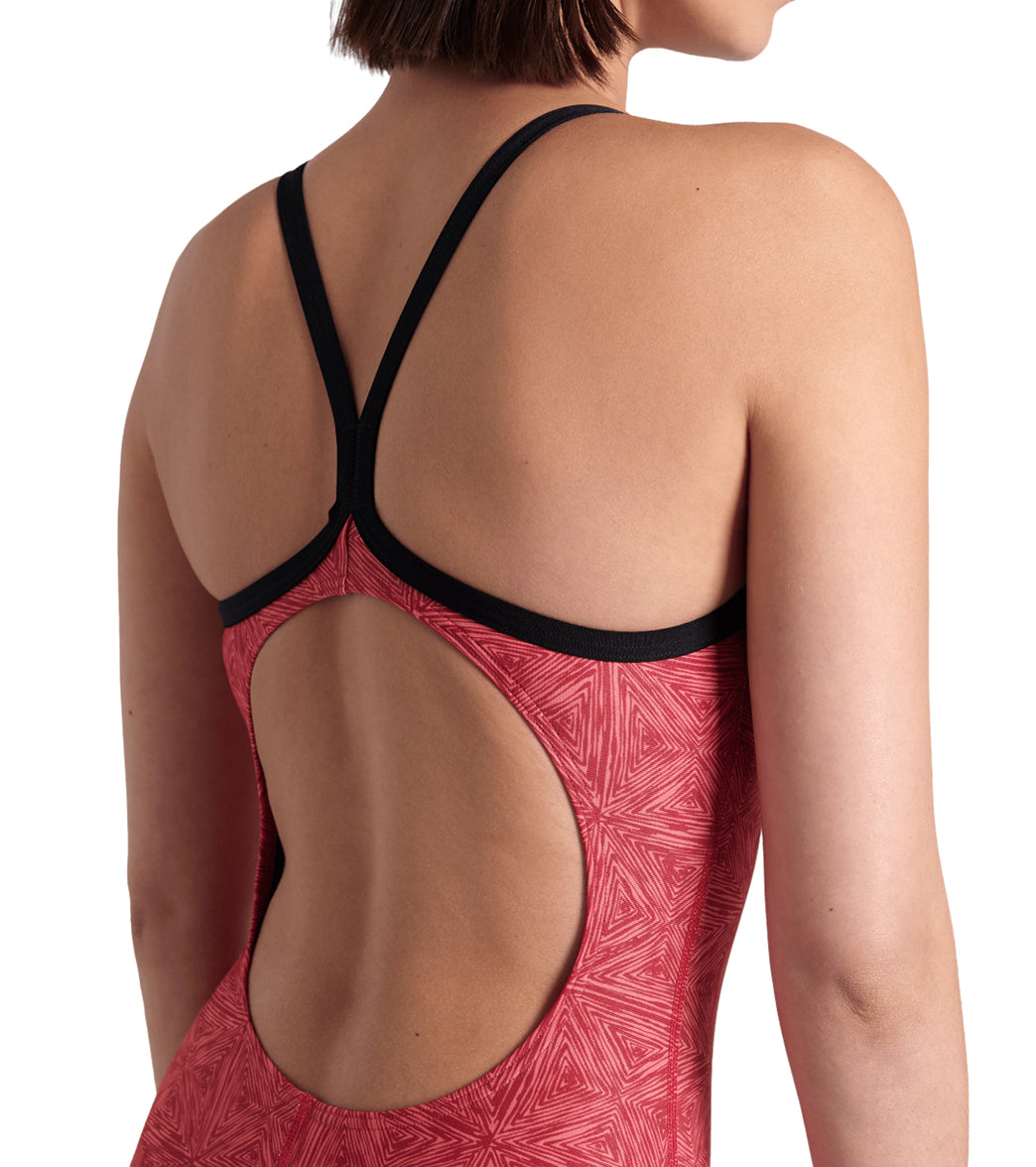 Arena Women's Abstract Tiles Lightdrop Back One Piece Swimsuit