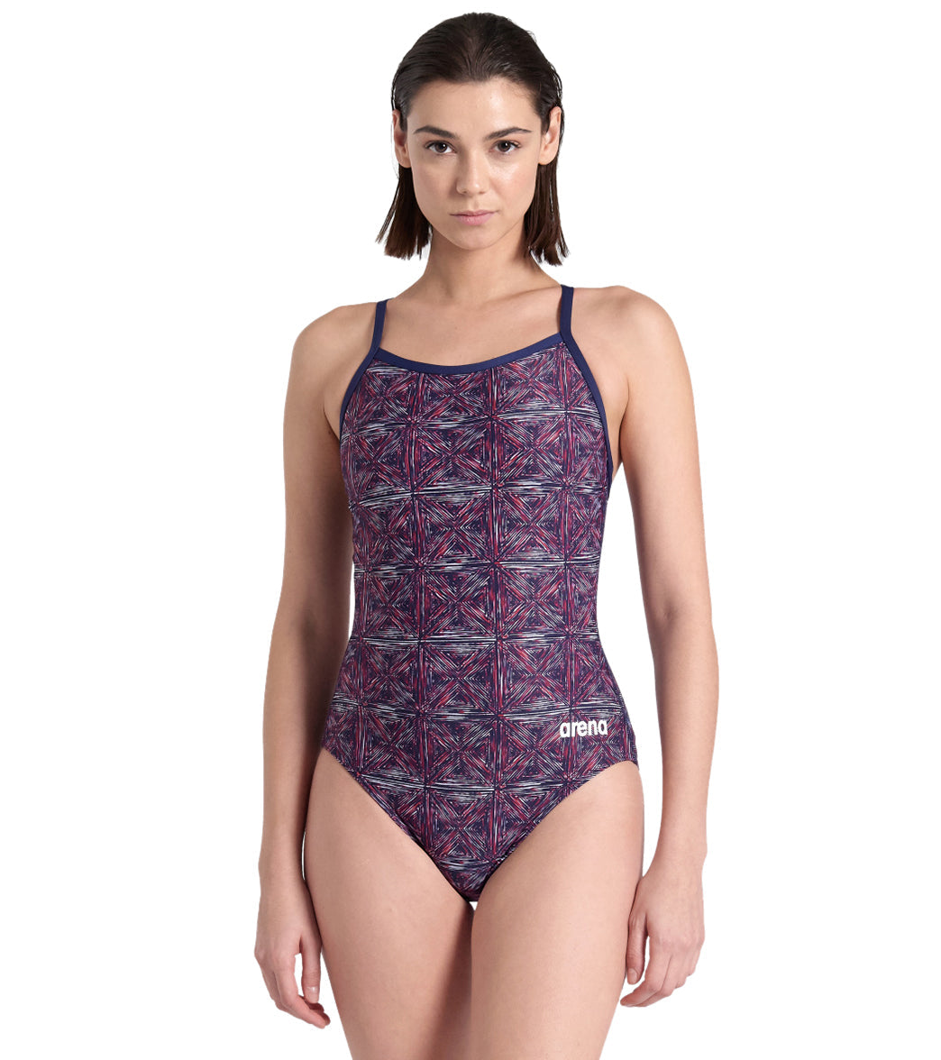Arena Women's Abstract Tiles Lightdrop Back One Piece Swimsuit
