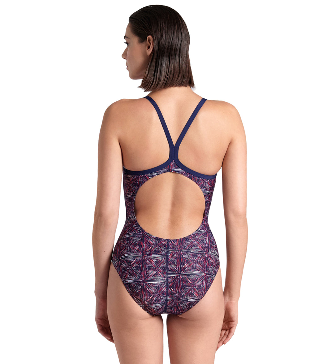 Arena Women's Abstract Tiles Lightdrop Back One Piece Swimsuit