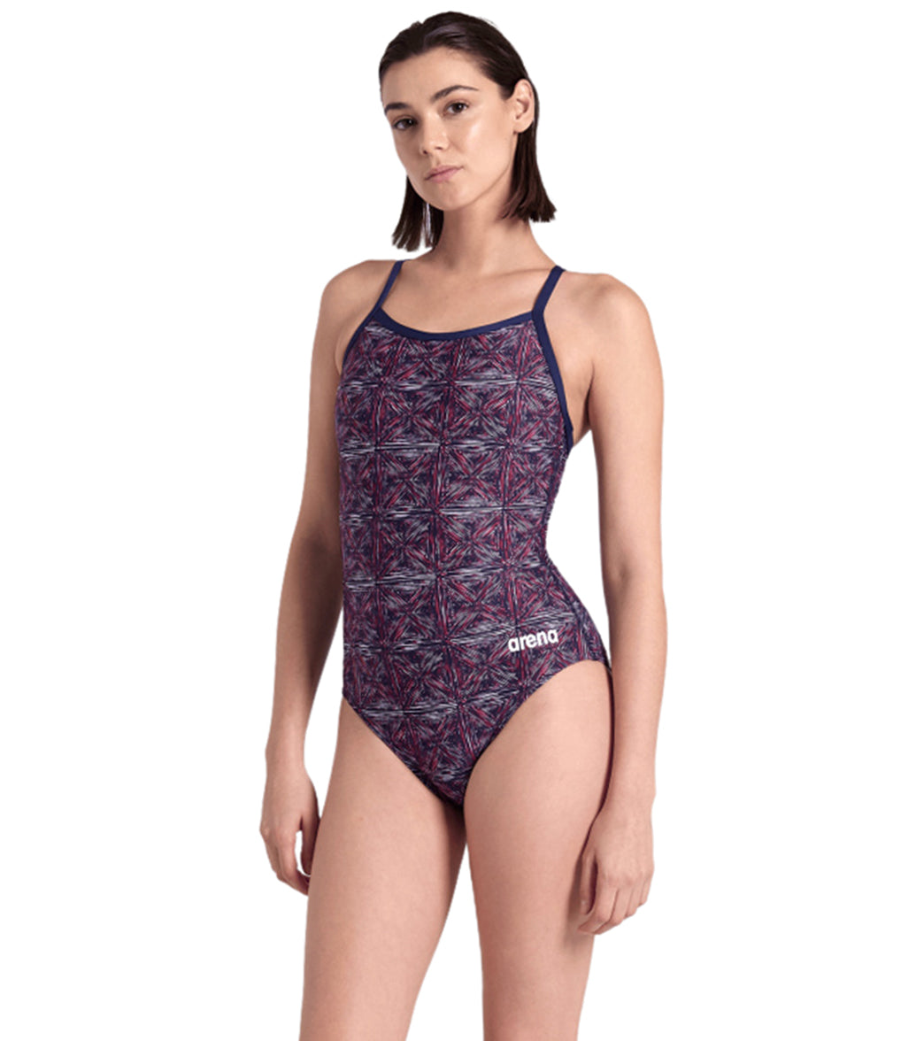 Arena Women's Abstract Tiles Lightdrop Back One Piece Swimsuit