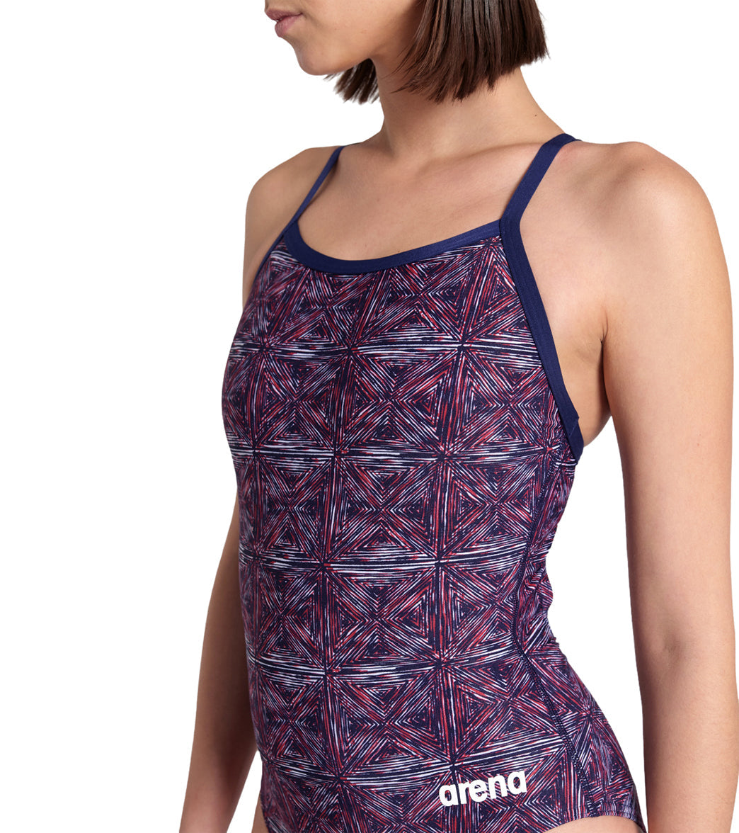 Arena Women's Abstract Tiles Lightdrop Back One Piece Swimsuit