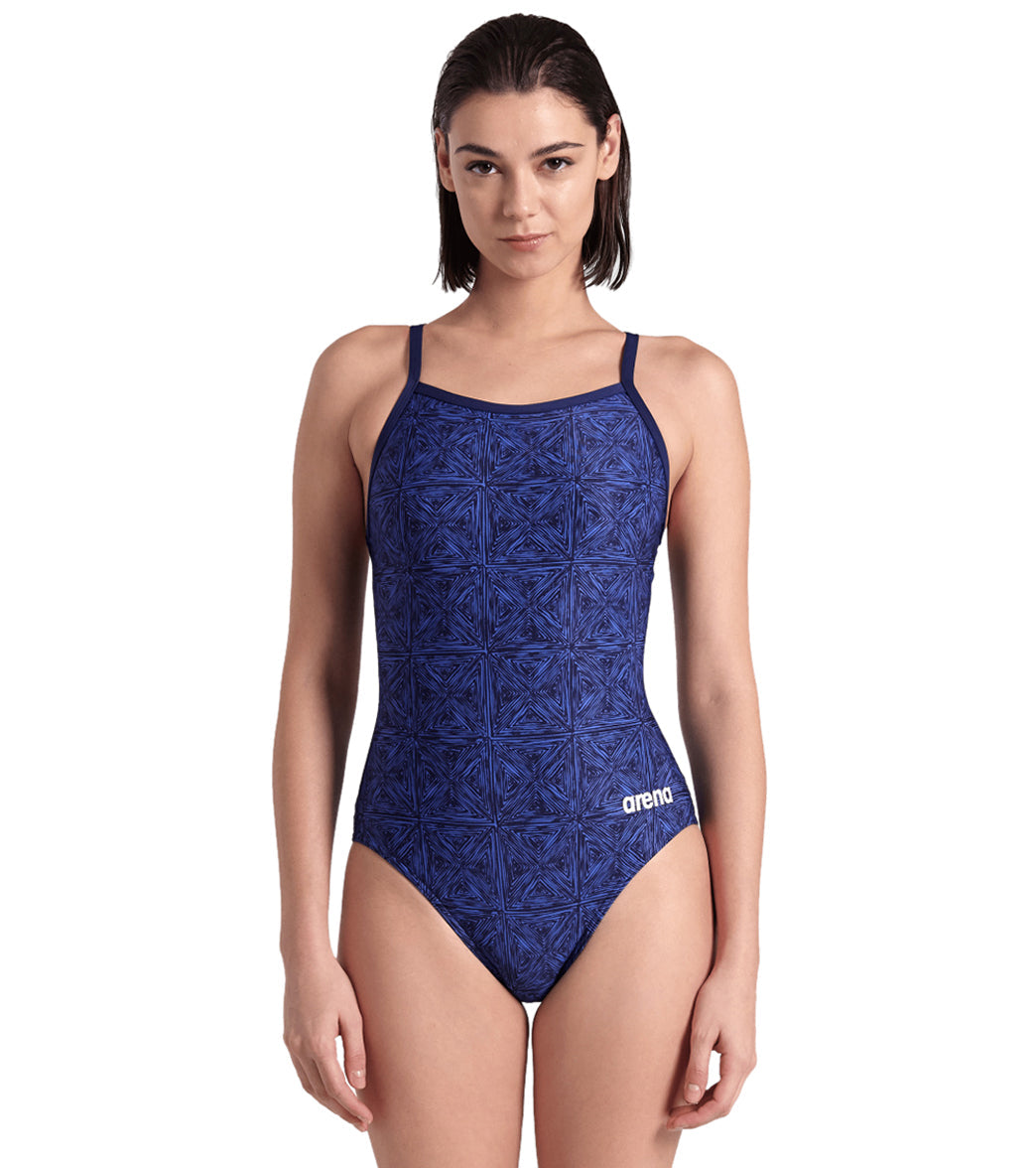 Arena Women's Abstract Tiles Lightdrop Back One Piece Swimsuit